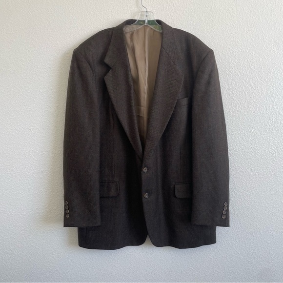 Oscar de la Renta Other - Oscar De La Renta Sport Coat Blazer Jacket Mens 46L Brown Wool Houndstooth Tweed